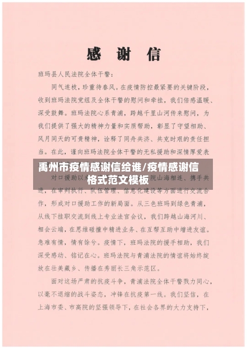 禹州市疫情感谢信给谁/疫情感谢信格式范文模板