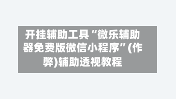开挂辅助工具“微乐辅助器免费版微信小程序”(作弊)辅助透视教程