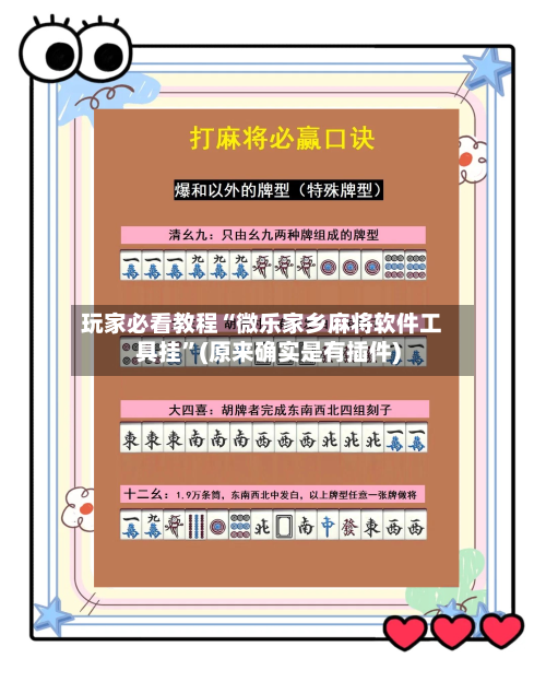 玩家必看教程“微乐家乡麻将软件工具挂”(原来确实是有插件)