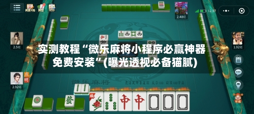 实测教程“微乐麻将小程序必赢神器免费安装”(曝光透视必备猫腻)-第2张图片
