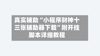 真实辅助“小程序财神十三张辅助器下载	”附开挂脚本详细教程-第2张图片