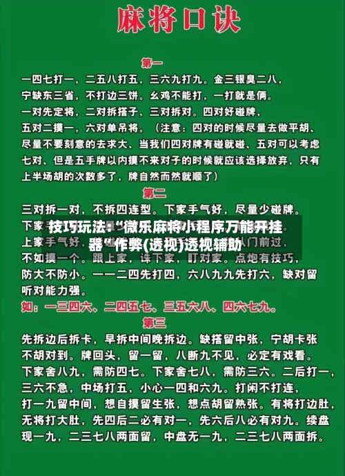 技巧玩法:“微乐麻将小程序万能开挂器”作弊(透视)透视辅助-第3张图片